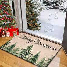 1/2/3 Pcs Thickened 0.47 Inch/1.2 Cm Merry Christmas Kitchen Mat - Soft, Non-Slip, Oil-Resistant Polyester Carpet With Pine Forest Pattern, Suitable For Home Decor, Machine Washable - Multicolor - View 13