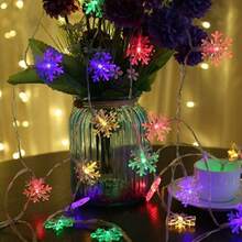 1 件 1.5M10LED/3M20LED/6M40LED 圣诞雪花电池盒灯串，不含电池，圣诞气氛装饰，适用于节日、圣诞树、派对、客厅、卧室、房间、阳台装饰 - 電池盒雪花燈串 - 查看 6