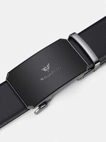 WilliamPOLO Genuine Leather Belt For Men, Casual Waist Belt, 3.5cm Width, Adjustable Automatic Buckle, Can Be Trimmed To Fit