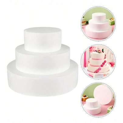 1 pezzo Modello di torta in schiuma bianca rotonda, modello in plastica schiuma, per pratica di decorazione torte fai-da-te, decorazione matrimonio, decorazione floreale, sublimazione torte, esposizione di cottura, torta per feste di Natale, San Valentino, Pasqua e altre feste, accessori per modelli di torte per hotel