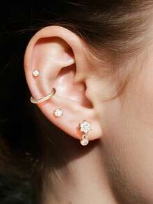 8/4 pièces Ensemble de boucles d'oreilles pour femmes, convient à tous les piercings d'oreille | Boucles d'oreilles à pendentif en zircone + anneaux pour cartilage, convient pour le bord de l'oreille, l'hélix, le lobe | Boucles d'oreilles à zircone scintillante en couches, cadeau pour usage quotidien, fête, vacances #Boucles d'oreilles en couches - Ensemble 4 - Voir 8