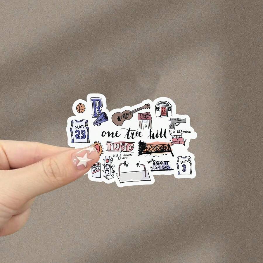 One Tree Hill Symbole Auto Aufkleber - Für Laptops, Wasserflaschen, Schutzhauben - Halbmatt, asymmetrische Formen, kann auf Holz, Kunststoff, Glas, Metall, Keramik verwendet werden