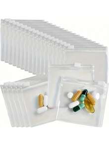 10/20/50 piezas Bolsas de cremallera de plástico transparente, adecuadas para señuelos, ganchos de cabeza de plomo, accesorios, cuentas, piezas pequeñas, anillos, pendientes, collares, manualidades y artículos pequeños - Bolsas de almacenamiento autosellantes multifuncionales, perfectas para viajes, organizador de almacenamiento de medicamentos, caja de almacenamiento de medicamentos, organizador de pastillero, caja de joyas/joyería, caja de regalo, organizador de pendientes. Navidad