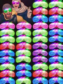 24 件装，每件 15 厘米/5.9 英寸，宽 6 厘米/2.36 英寸。夜灯派对用品，3 种照明模式，玩具，派对用品，适合成人节日、生日、复活节派对、婚礼角色扮演、圣诞夜派对（颜色随机发送）。 - 彩色 - 查看 2