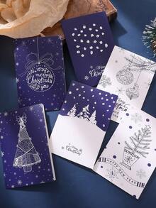 6/8 张装圣诞贺卡，带信封，6 种独特设计，有趣的节日祝福，盒装办公用品，适合感恩节、万圣节、生日、祝贺、感谢 - 多色 - 查看 7