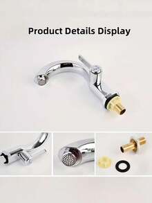 1个现代单孔锌合金水龙头，单冷水浴室洗手盆水龙头，单把手高拱形浴室洗手盆水龙头，带陶瓷阀芯，抛光拉丝表面，适用于厨房、酒吧、浴室和洗手间，家庭、酒店和房车洗手盆，现代家居必备配件，送给家人和朋友的惊喜礼物