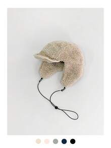 1 件复古字母蓬松领带捕兽帽，女士保暖耳罩羊毛飞行员帽，冬季甜心辣妹保暖领带帽檐棒球帽，新款加厚防风防寒棒球帽