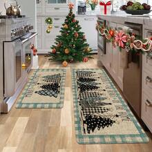 1/2/3pcs Buffalo Plaid Christmas Tree "Merry Christmas" Kitchen Mat Set, Subtle Winter Home Decor Kitchen Carpet - Multicolor - View 6