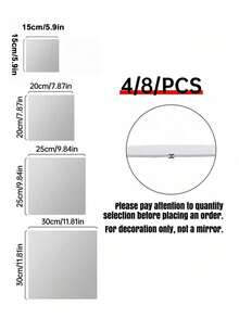 4/8PCS 3D Acrylic Mirror Wall Sticker, Thicknes Square Wall Sticker Combination Mirror Wall Sticker Acrylic Three-Dimensional Wall Hanging Mirror Home Try-On Mirror Wall Family Exercise Gym Corridor Mirror, Stickers, Wall Decal, Decal For Home Decorations, Spring Decoration Items Refresh Your Home, Decoration Stickers - Silver - View 13
