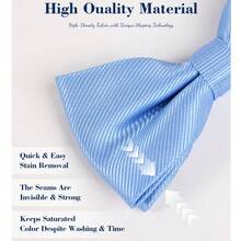Solid Color Bow Tie For Men, Suitable As Gift For Boyfriend, Also Can Be Worn For Meetings, Banquets And Performances,Festival,Graduation Gift - Baby Blue - View 7