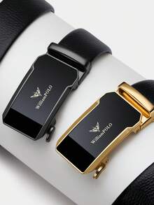 WilliamPOLO Genuine Leather Belt For Men, High-End Brand Trouser Belt With Automatic Buckle, Suitable For Young Business Men - Adjustable Length - Multicolor - View 1