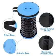 Banco Retráctil Taburete Plegable Portátil - Azul - Ver 4