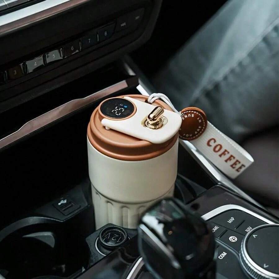 Stainless Steel Insulated Coffee Cup With Temperature Display - Perfect Thanksgiving Gift - Drinkware, Flasks Portable - Multicolor - View 1