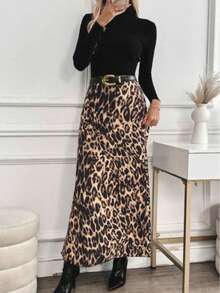 Chân váy nữ thanh lịch họa tiết da báo, chất liệu polyester nhẹ, không co giãn, phù hợp cho công sở, đi chơi, nghỉ lễ mùa xuân. - Nhiều màu - Xem 4