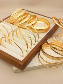 1-25pcs Minimalist Five-Pointed Star Bracelet Set - Yellow Gold - View 3