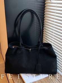 Bolso de mano de alta calidad para mujer, nuevo diseño de otoño/invierno, bolso de gran capacidad para ir al trabajo y viajar - Negro - Ver 4