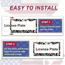 ​2PC Custom License Plate Frame - 6.3x12.2 Inch Aluminum Car Tag Holder With POD Personalized Design, Easy To Install Rust-Proof Auto Accessories Gift For Men​
