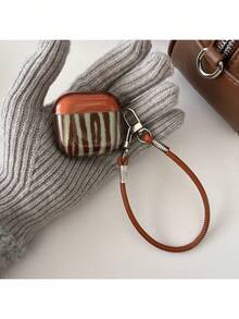 Retro Brown Wavy Striped 4th Generation Earphone Case, Protective Cover Compatible With 3rd Gen Wireless, 2nd Gen Semi-Transparent New Version Leather Pendant, Pro 2 Anti-Drop Earphone Shell - Brown - View 16