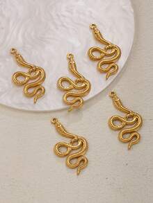 5 piezas Colgante con forma de serpiente, chapado en oro de 18K, acero inoxidable, collar, aretes, joyería de estilo punk, para hombres y mujeres, accesorios de moda DIY para decoración de fiestas