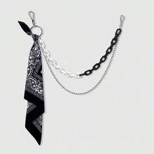 2pcs Hip Hop Accessories Set: Acrylic Multi-Layer Chain + Scarf, Casual Streetwear Hip Hop Style