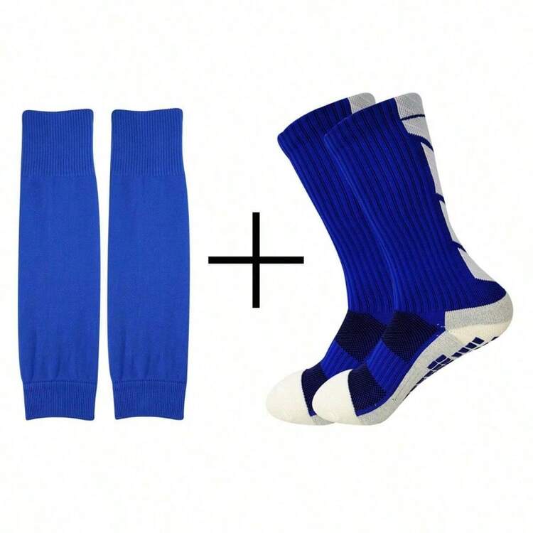 2 Pairs Mixed Multi-Color Anti-Slip Football Sports Socks, Running Leg Sleeves To Protect Calf Muscles Effectively Against Injury - Multicolor - View 4