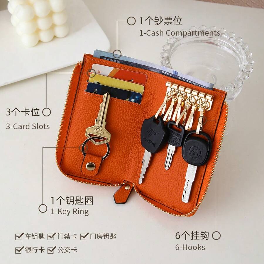 Nuevo Monedero Multifunción con Tarjetero y Portallaves RFID de Cuero PU de Gran Capacidad para Mujer, Cartera Pequeña, Monedero Miniatura