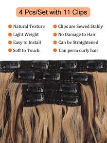 Clip In Hair Extensions 4 PCS/Set 12 Inch Short Water Wave Hair Extension For Women Heat-ResistantSynthetic Hair Extensions Hairpieces