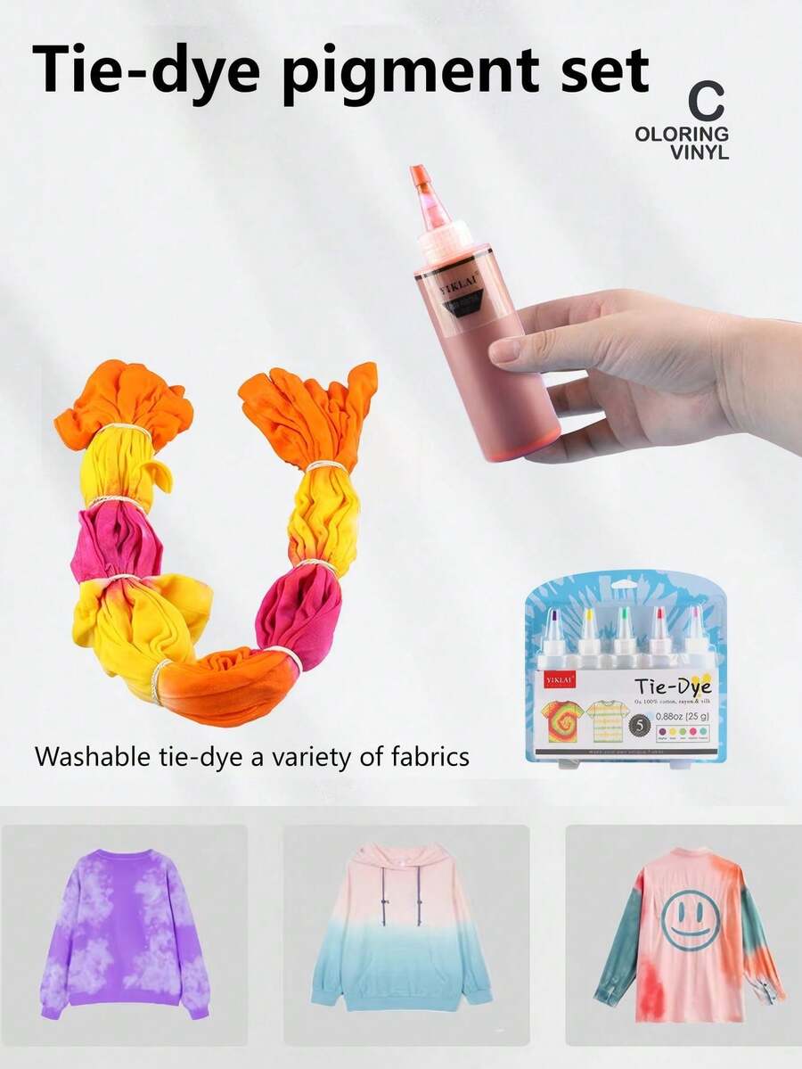3/5 Color Handmade Tie-Dye Set DIY Children's Pigment Plant Cold Dye Creative Gift For Elementary School Handicraft Class, Handmade Tie-Dye Set, Cultivate Children's Practical Ability - Multicolor - View 1