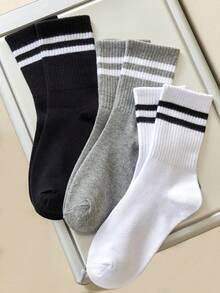 3/6 Pairs Women Over-The-Knee Socks, Warm Solid Color Sports Thigh High Socks, Suitable For Autumn/Winter - Multicolor - View 6