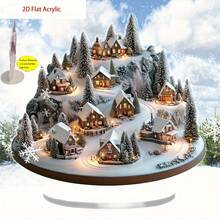 圣诞装饰品，圣诞装饰品，非常适合圣诞节，2D 平面 2D 亚克力圣诞村桌面装饰 - 波西米亚雪景小屋配松树暖灯，多节日家居/办公室装饰，无需电源，完美的礼物，季节性展示，舒适的冬季场景，手工制作，可用于 11 个假期 - 彩色 - 查看 1