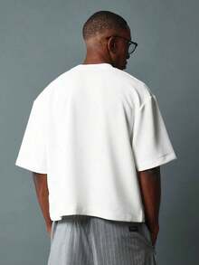 Oversized Boxy Cut Short Sleeve Jersey T Shirt Casual Crop Fit Streetwear Modern Minimalist All Season Essential Top-Comfortable Retro Cotton T-Shirt-K91 - 白色 - 查看 4