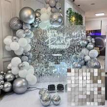 10 pezzi 30cm x 30cm Pannelli decorativi da parete lucidi, fondali con paillettes colorate, pannelli riutilizzabili e facili da installare, decorazioni per compleanni, feste, matrimoni, palcoscenici, San Valentino, Natale, Ringraziamento, regali, decorazione pareti domestiche