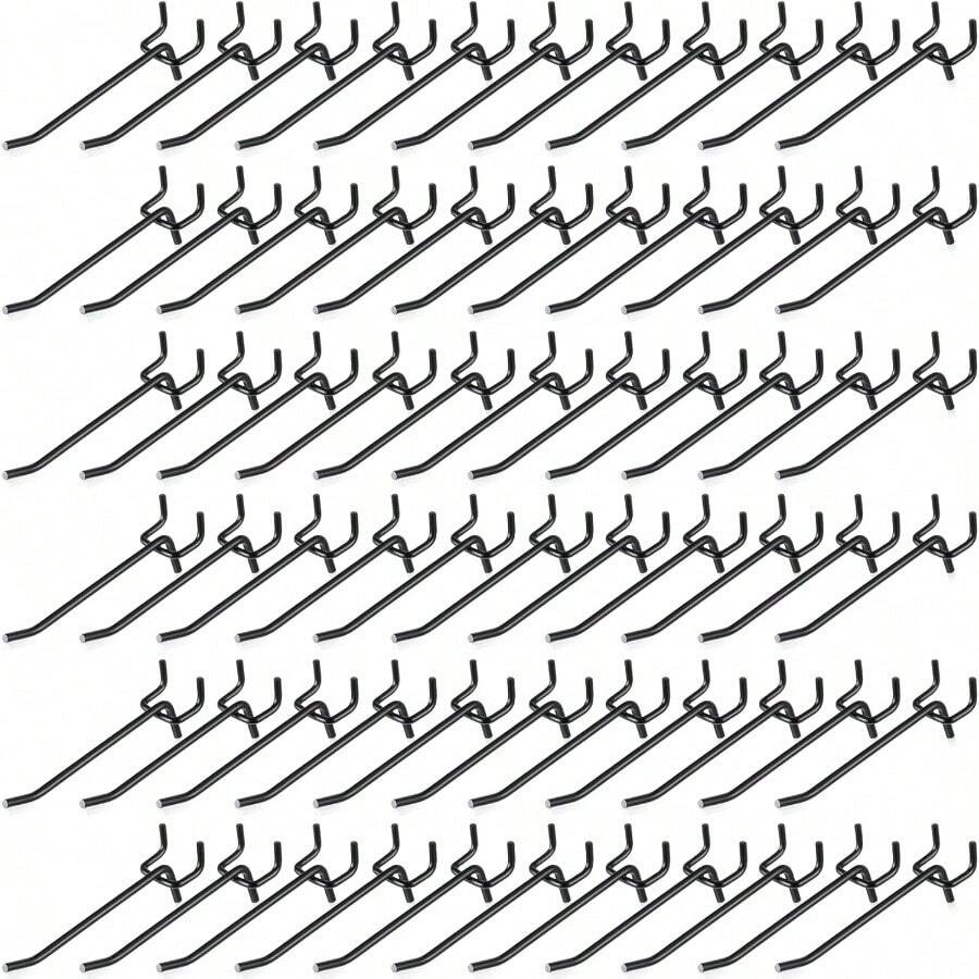 Shimeyao 100 Pcs Peg Board Shelving Hooks Stainless Steel Pegboard Hook Pegboard Display Hook Hanging Peg Board Holder Peg Wall Hook For 1 8 1 4 Pegboard For Garage Storage Organizer Black4 Inch - Black - View 1