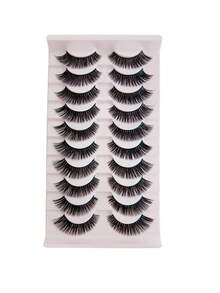 10 paia di ciglie finte spesse, ricci naturali, ricci DD, ciglie finte voluminose, ciglie a forma di occhio di gatto, ciglie finte in pelliccia di visone finta, strumento di trucco per ciglie finte a cartone animato voluminose