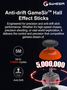GameSir PC Game Controller, Compatible With 2 Controllers, Nova Lite Joystick, Compatible With Switch, Steam, Deck, Android, IOS Devices And Windows, Hall Effect Joystick, Comes With Original Controller Protective Case, High Cost Performance, Analog Triggers, Dual Rumble Motors, Supports Rapid Fire, Gaming Console Accessory, 600mAh Lithium Battery, Supports Wireless (2.4G) Or Wired Connection, Gray - Grey - View 7