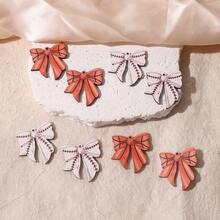 6 piezas Accesorios con decoración de lazo vintage desgastado, colgante de joyería elegante, materiales DIY para aretes, collares y adornos colgantes en naranja y blanco