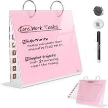 TOWON Small Glass Dry Erase Board, Desk White Board With Standing, Mini Whiteboard Easel Pad Set, Stenography Artifact For Office, Home And School Supplies, 8x6 Inches, White - ColorG - 查看 1