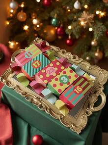 24pcs Christmas Gift Boxes,Candy Shapes Christmas Advent Calendar Boxes,Christmas Decor 24 Days DIY Countdown Empty Advent Calendar With Santa, Reindeer & Snowflake Designs For Christmas Party Favors Home Decor Christmas Decorations Room Decor Winter Christmas Decorations Home Christmas Gifts Christmas Decor - Multicolor - View 6