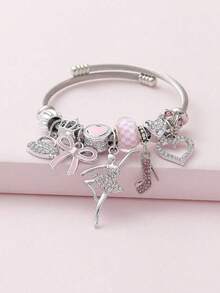 1 pieza Elegante y lindo brazalete con cuentas de cristal en forma de corona, moño y corazón, gran opción de regalo para Navidad, Halloween, familia y amigos