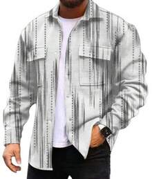 [Plaid Print Corduroy] Men's Plaid Print Corduroy - Double Pocket, Sports Outdoor Daily Wear, Spring And Autumn Fashion Business Lapel Regular