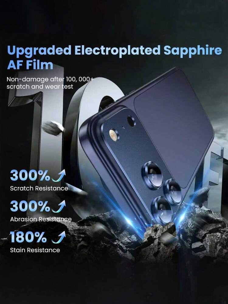 1pc Apple 17 Pro Max Camera Lens Protector - [Anti-Crack] [Strong Adhesion] [Compatible With Phone Case] Metallic Tempered Glass Rear Camera Screen Protector - Deep Blue - Navy Blue - View 6