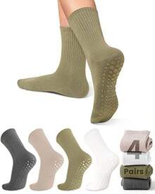 Calcetines largos-Gris oscuro+beige+verde+blanco