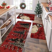1/2/3 buah Keset Lantai Dapur Tebal 0,47 inci/1,2 cm Motif Pohon Natal & Manusia Salju - Anti Selip, Karpet Tahan Minyak untuk Dapur, Ruang Tamu, Ruang Cuci, Kamar Mandi - Tahan Noda, Tahan Air, Cocok Sebagai Keset Pintu, Dekorasi Ruangan, Mudah Dibersihkan, Anti Lelah - MultiWarna - View 15
