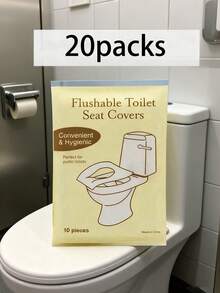 20/30/40/50/60/70/80/90/100片装，10片/包一次性马桶座垫，水溶性便携式马桶座垫，便携式旅行和商务马桶垫，马桶盖，飞机旅行、露营必备配件，浴室用品，浴室用品 - 白色 - 查看 35