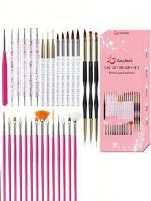 35/31pcs Professional Nail Art Brush Set - 3D Gel Brushes, Acrylic Brushes, Salon-Grade Nail Tools, Suitable For Home Manicure And Salon Use