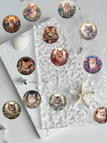 50 pegatinas de gatitos de dibujos animados, no repetitivas, autoadhesivas, para botellas de agua, suministros de oficina, escritorios de computadora, estanterías, cuadernos, bicicletas, patinetas, guitarras, decoración. Uso único, perfectas para regalos a amigos y suministros para fiestas. - Multicolor - Ver 9