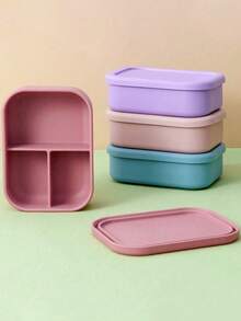 1 pieza Caja de almacenamiento de alimentos de silicona personalizada con patrón de nombre, vajilla personalizada, caja de cena portátil de un compartimento, caja de almacenamiento de tres compartimentos, caja de almacenamiento colorida, artículos esenciales para el hogar, conveniente y ordenada, regalos navideños