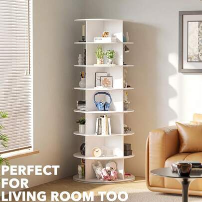 7-Tier Rotating Lazy Susan Shoe Rack: Spinning Tower Shoe Display Organizer - Compact Design For Small Spaces, Perfect For Sneakers, Heels & Boots