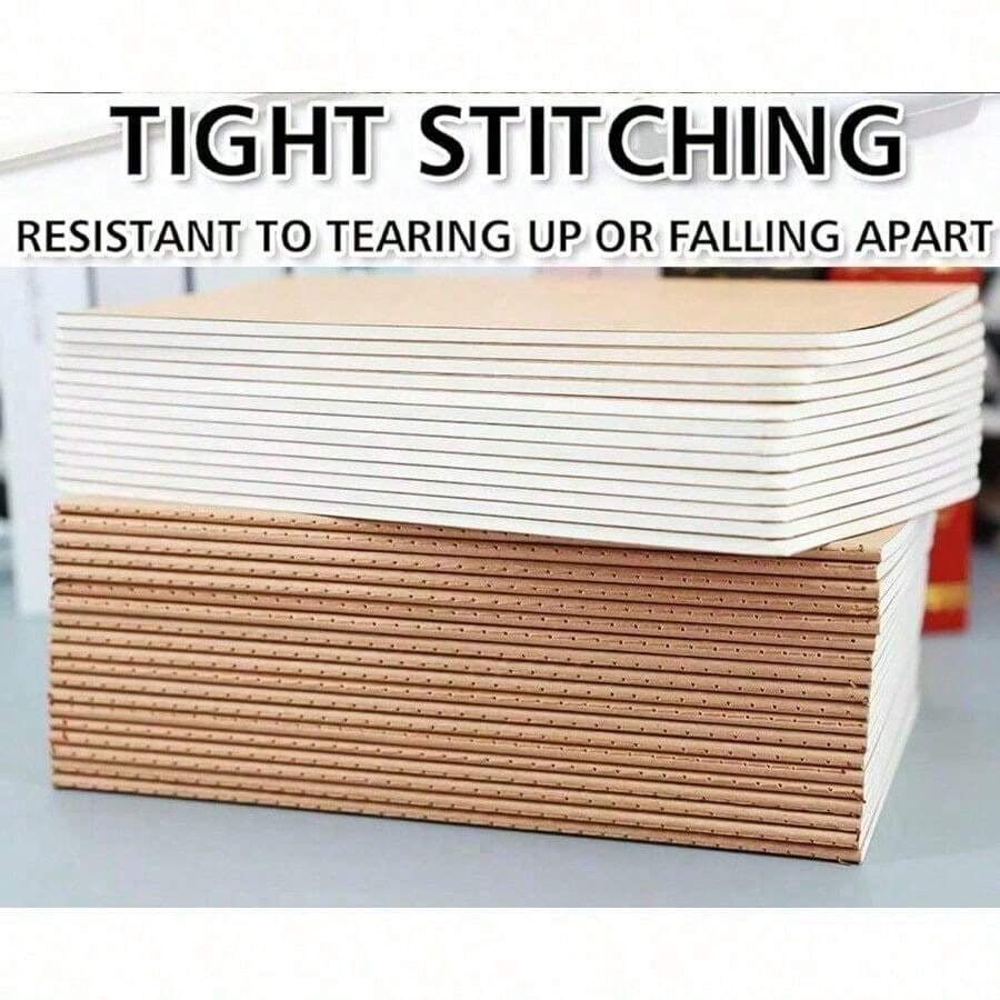 10pcs Matte Surface Soft Leather Notebook Bulk Packaging Office School Essential For Sketching Blank Lined Options Durable Stitched Binding Perfect For Meetings Notes To Do Lists Retro Style - 卡其色 - 查看 1