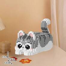 Mikro-Partikel Cartoon Figur einer Katze als Bauklötze, multifunktionale Bauklötze die sowohl als dekorative Accessoires als auch als Taschentuchboxen dienen, 3D Puzzle Bauklötze Dekorationen, ideale Geschenke zu Thanksgiving, Weihnachten, Halloween und Geburtstagen.